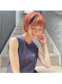 耳かけミニボブ/オレンジピンクベージュ