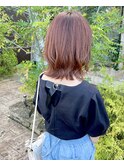 カシスピンクベージュ×ひし形ボブ