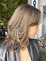 ピークアブー 原宿ハラカド(PEEK-A-BOO) ミディアム伸ばしかけハイライトグレーベージュアッシュベージュ