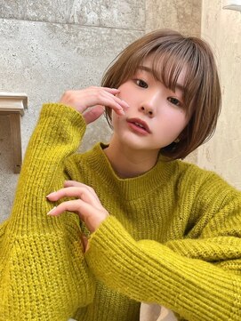 プアメリア 名古屋(Puamelia) 小顔★ショート/前髪/ブリーチなし×グレーベージュ[名古屋]