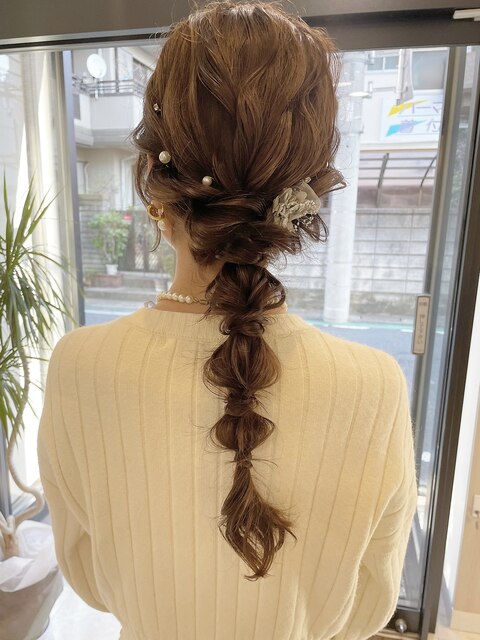 【三村】編み下ろしアレンジ　結婚式ヘア　お呼ばれヘアセット