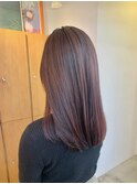 セミロング/ピンクブラウン/艶髪/暗髪/Aujua