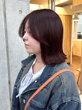 エクテ(ecouter) ノンジアミンカラー暖色ボルドーブラウン外ハネタッセルボブ