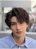 韓国コンマヘアツイストスパイラルパーマセンターパートウルフ