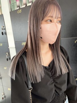 アース コアフュールボーテ 富山婦中店(EARTH coiffure beaute) ミルクティーベージュケアブリーチダブルカラーストレート