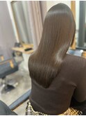 髪質改善ハイライトアッシュブラウン酸性ストレートロング