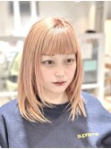 レイヤーカットミディ/ハイトーンピンクベージュ