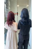 【大人可愛い20代30代40代】ブルーブラック&チェリーレッド