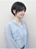 ＊耳かけショートボブ丸みショート前下がりショートボブ前髪あり