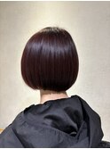 チェリーカラー×丸みボブ