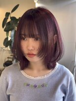 ハイフン 伊勢崎(hyphen)&nbsp;フェイスレイヤー/顔周りカット/ピンクラベンダー/髪質改善