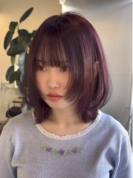 ハイフン 伊勢崎(hyphen) フェイスレイヤー/顔周りカット/ピンクラベンダー/髪質改善