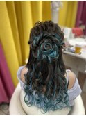 ブルーローズハーフアップ 特殊ヘア イベント 誕生会