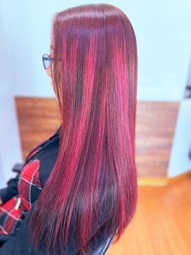 アークスヘアー 20代30代大人可愛いハイライトストレートピンクカラー外国人風
