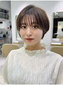 前髪あり耳掛け丸みくびれ大人ショートボブ20代30代40代50代*