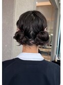 ツインで可愛いお団子スタイル