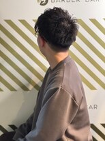 バーバーバー アカバネ(BARBER-BAR AKABANE) スマートに決まる黒髪ショート ダウンスタイル メンズパーマ#3