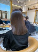 ブリーチなしチェリーブラウン髪質改善縮毛矯正酸性ストレート