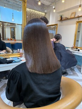 ロンドアベニール 北千住(Lond avenir) ブリーチなしチェリーブラウン髪質改善縮毛矯正酸性ストレート