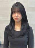 ２０代/３０代/ブルーブラック/韓国レイヤー/ロング