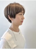 ハンサムショート/グレージュ/ハイライト/ブリーチなし