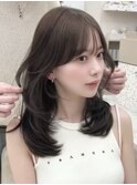 小顔に見せるレイヤーカット/白髪ぼかしハイライト/髪質改善