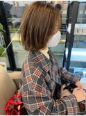 髪質改善トリートメント_マロンベージュ Aラインボブ かきあげ