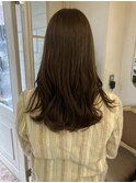 コスメストレートでうるツヤロングコテ巻き仕上げカーキブラウン