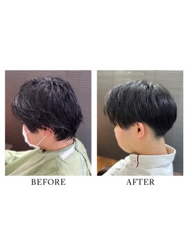 ヘアーメイク クーラ 行橋店(Hair make CURA) 爽やかメンズ☆ビジネスショートマッシュ黒髪透明感カラー
