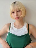 ミニボブ/ショートボブ/顔まわりレイヤー/ハイトーン/フルバング