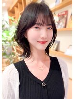 ルエ(rue) ミディアムレイヤー前髪イメチェンミルクティー20代30代40代50代