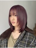 透明感ピンクミルクティーベージュダブルカラーハイライトカラー