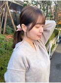 ナチュラル小顔前髪あり後れ毛サイドバング結べるボブくびれヘア