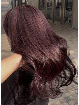 ブリーチなし暖色系◎艶感ピンクラベンダーで大人可愛い