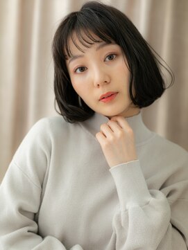 カバーヘア ブリス 戸田公園西口店(COVER HAIR bliss) 黒髪ダークアッシュ前髪パーマワンカールボブX戸田公園30代40代