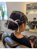 【キッズ】リボン＆キラキラパーツ。ピアノ発表会アップスタイル