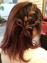 グラス 春吉1号店(glass)&nbsp;編み込み＋リボンアレンジ