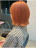 オレンジ/くびれボブ/韓国スタイル/ブリーチ1回