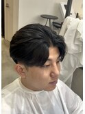 大分メンズ刈り上げセンターパートニュアンスパーマスタイル