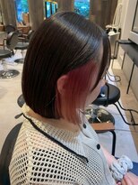 ダブル(W) ボブ/インナーカラー/イヤリングカラー/コーラルピンク