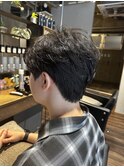 ブルーブラックニュアンスパーマセンターパート