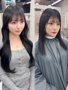 シイム(CYM) エクステ/ビフォーアフター/ロング/顔まわりレイヤーカット