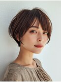 ピンクベージュ/アンブレラカラー/クールショート/前髪/大口子安