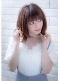 イメチェンフォギーベージュ耳かけ毛先パーマ厚めバング