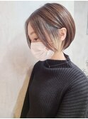 大人ショートボブ/インナーカラー/イルミナカラー/ベージュ/調布