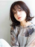 外ハネボブ　ウェーブヘア　チョコレートブラウン