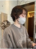 パーマ30代40代小顔くびれショートボブ透明感暖色系