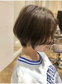 大人可愛い20代30代40代黒髪前下がりショートボブ/鹿児島