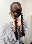 結婚式ヘアセット/編み下ろし/ツイン編み下ろし/ヘアセット