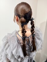 結婚式ヘアセット/編み下ろし/ツイン編み下ろし/ヘアセット